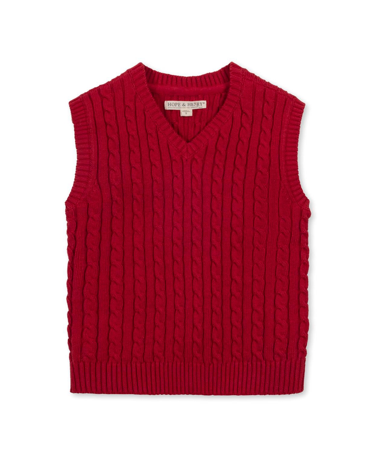 Hope & Henry Toddler Boys Organic V-Neck Cable Sweater Vest