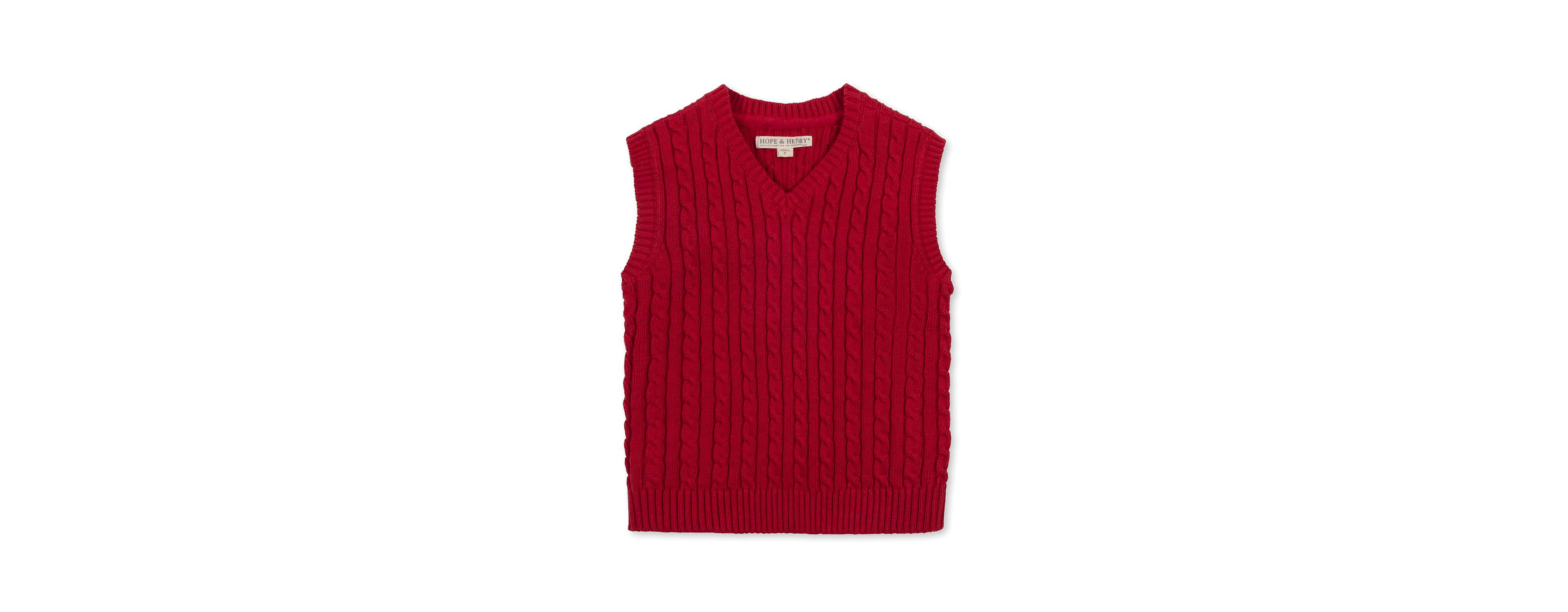 Hope & Henry Toddler Boys Organic V-Neck Cable Sweater Vest