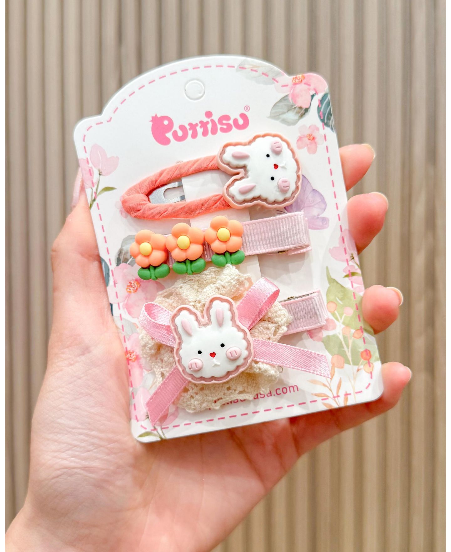 Аксессуары для волос Puttisu 3pc Hair Clip Set - Cookie Bunny Bloom для девочек, цвет: Оранжевый — фото 4