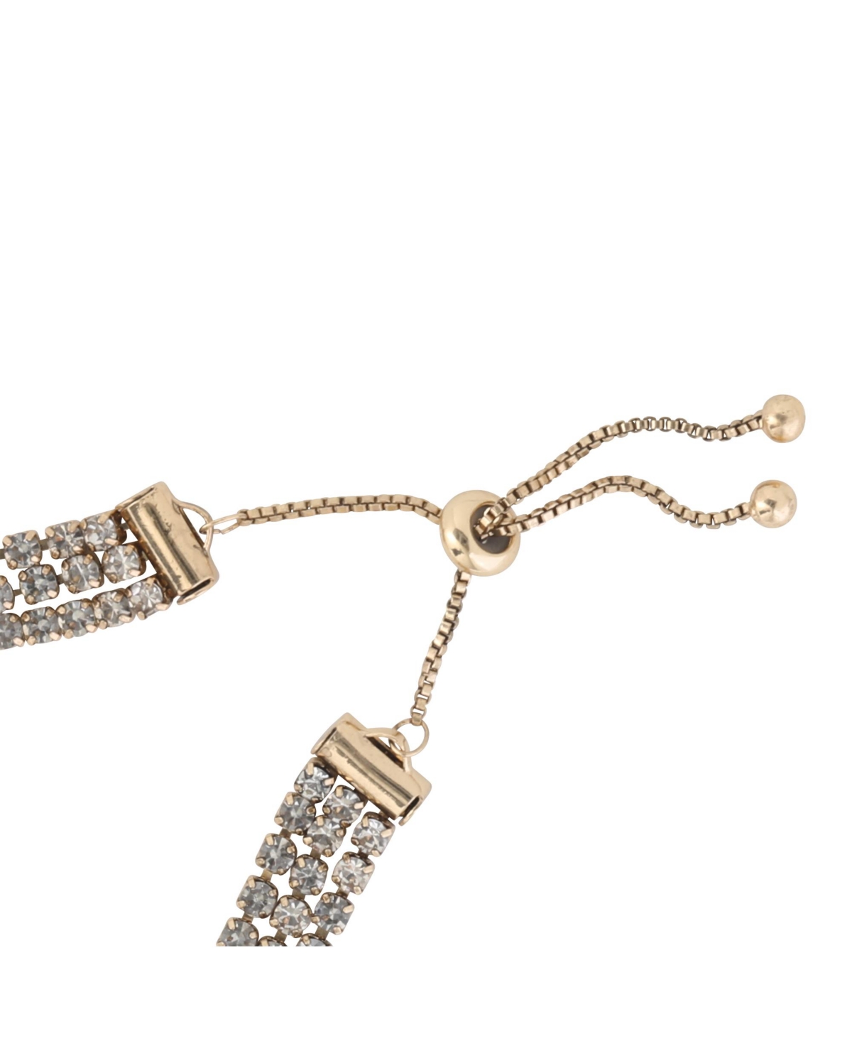 BCBGeneration Adjustable Triple Row Crystal Bracelet in Gold