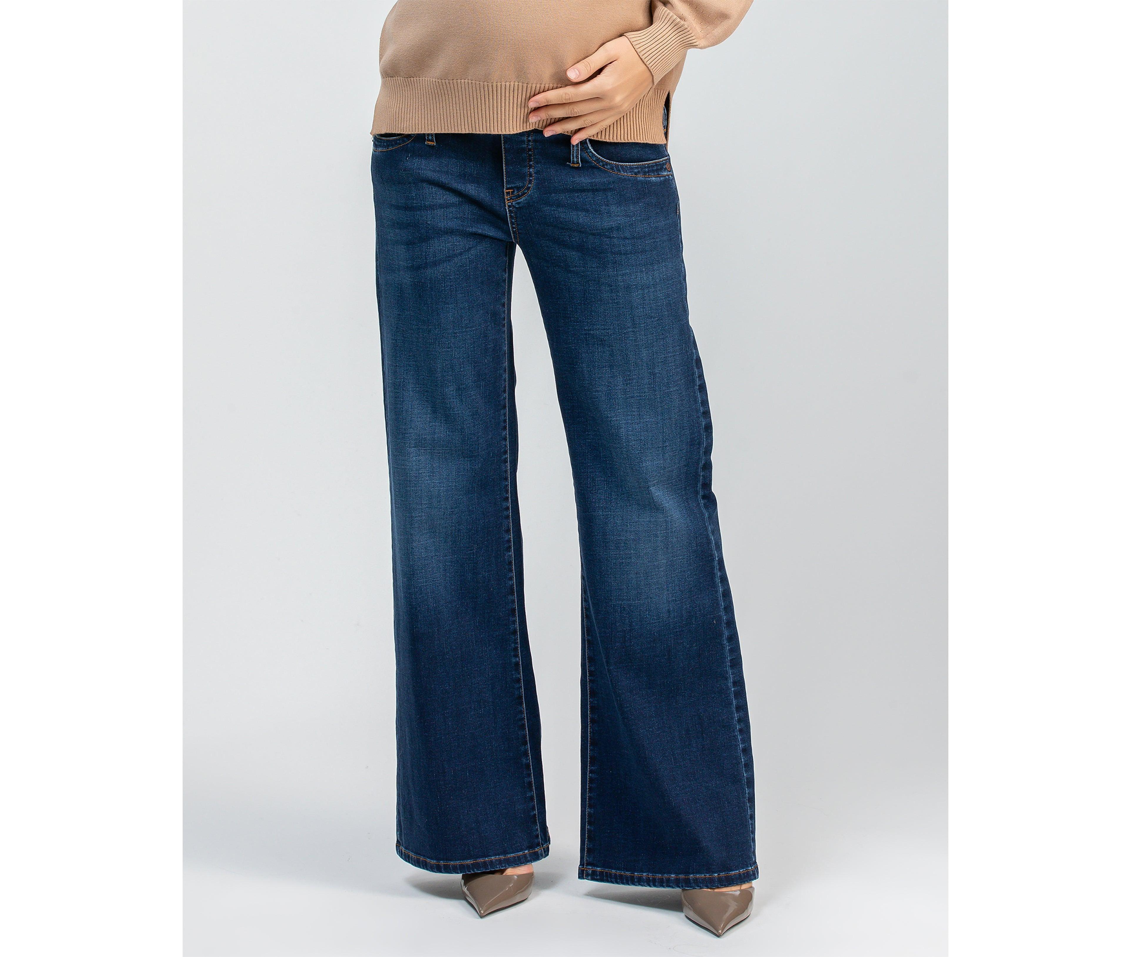 Pietro Brunelli Maternity Maternity Wide-Leg Jeans with High-Waist Elastic Band