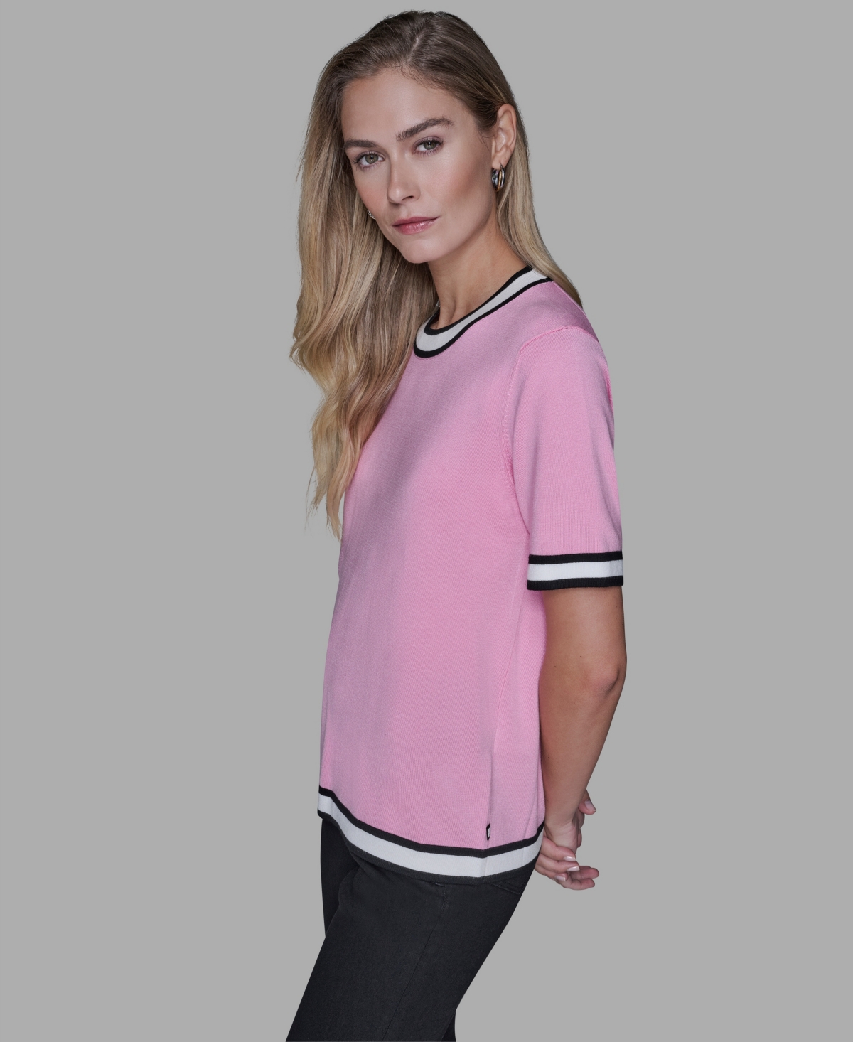 Karl Lagerfeld Women's Short-sleeve Sweater In Pink