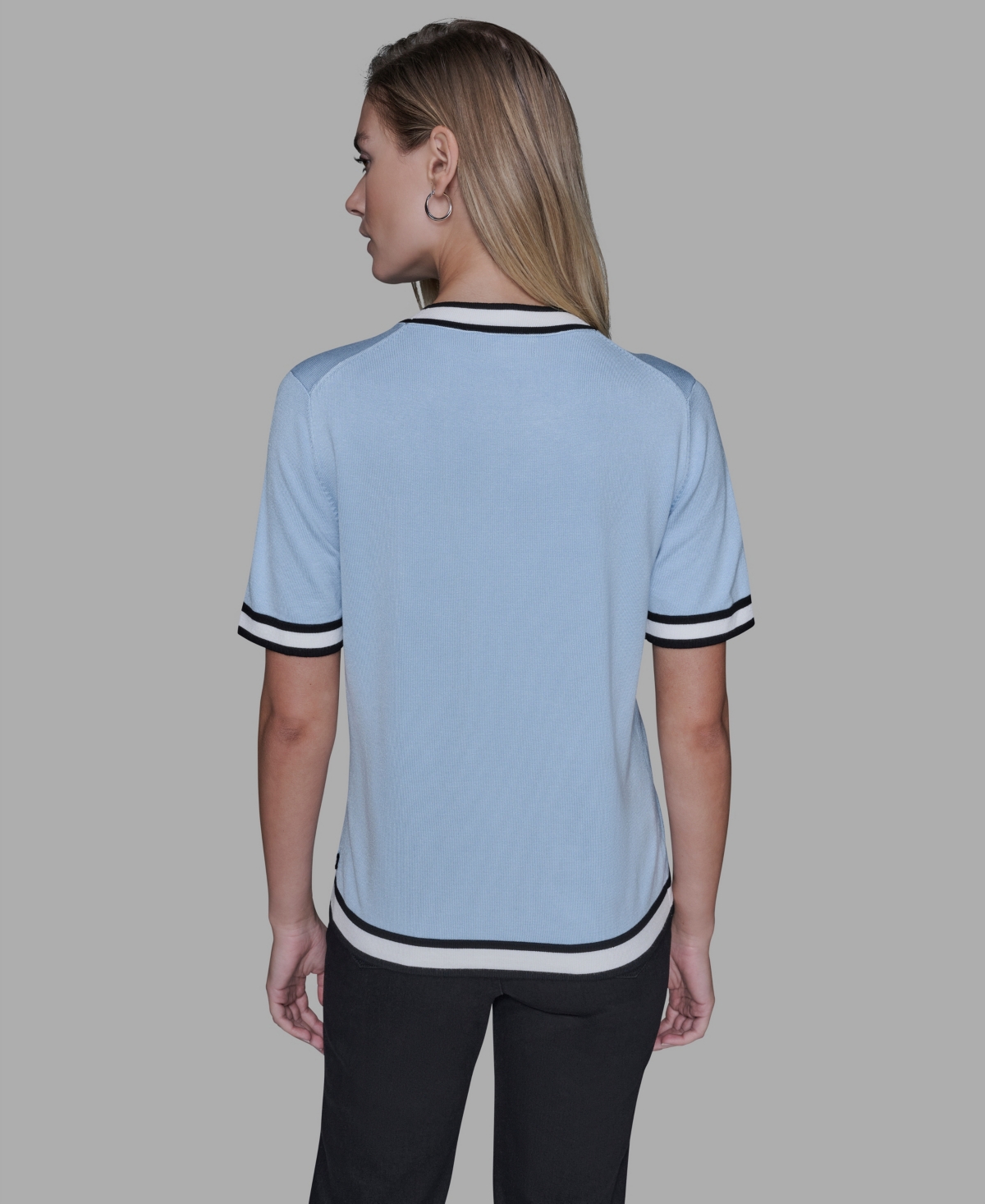 Karl Lagerfeld Women's Short-sleeve Sweater In Blue