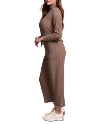 Women's Two Tone Crinkle Knit Pull On Barrel Pants