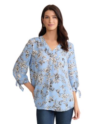 Women's V-Neck Blouse with Tie Top