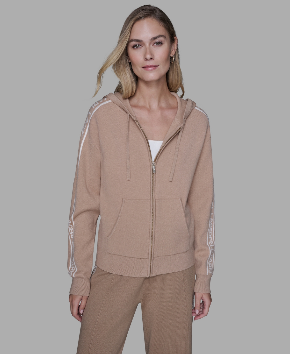 Karl Lagerfeld Women's Logo Detail Long-sleeve Jacket In Brown