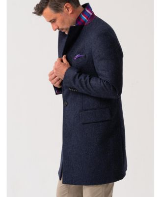 Men's Long Sleeve Wool Collared Coat