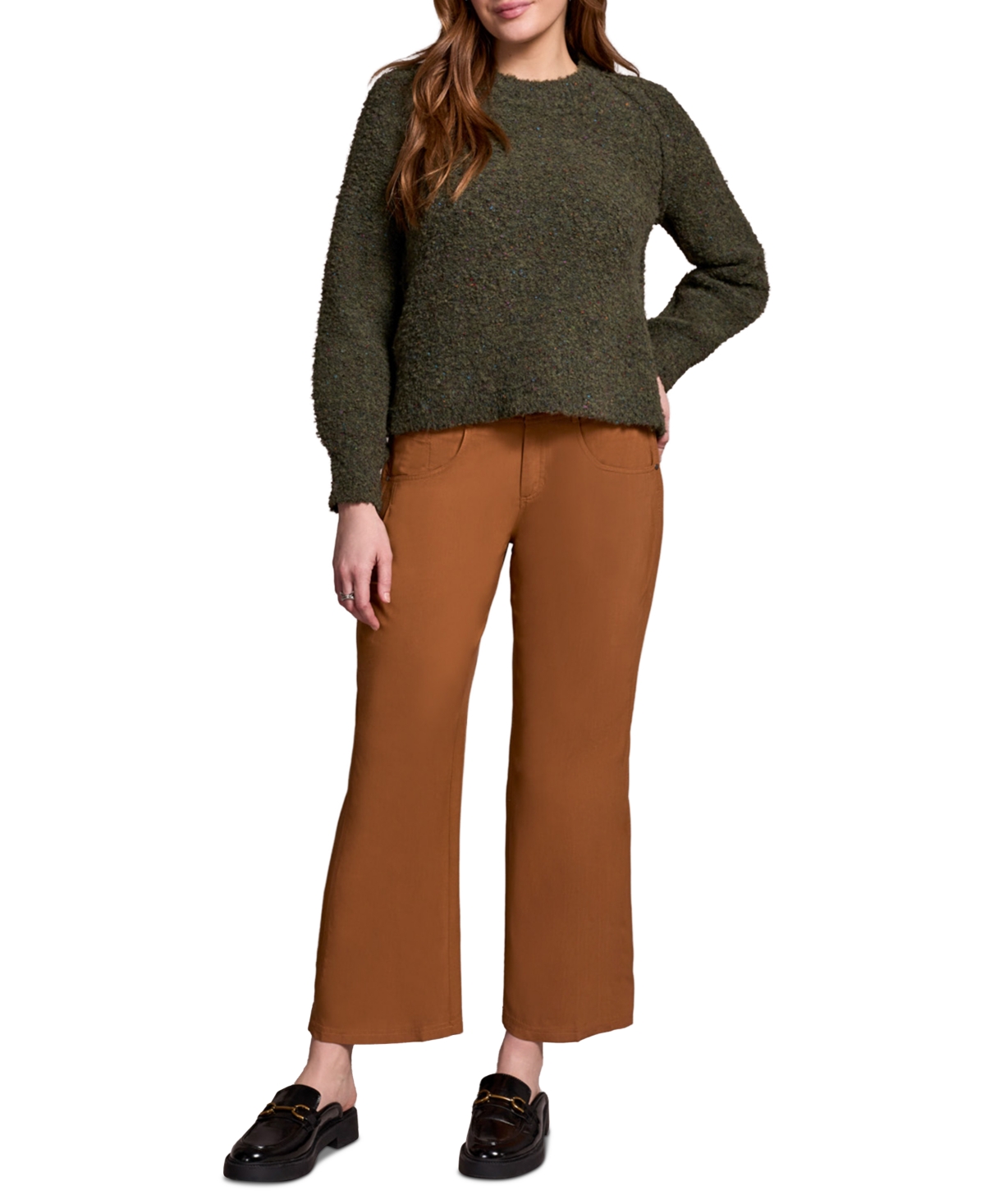 Tribal Women's Boucle Long Sleeve Crew Neck Sweater In Multi