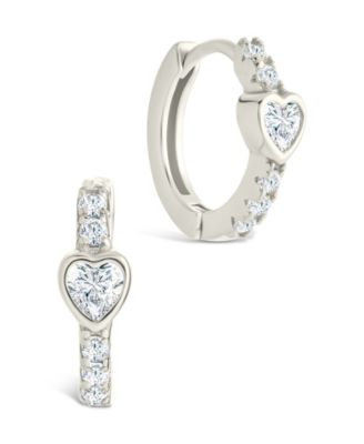 Sterling Forever - Sterling Silver Heart Cut Bezel Set Huggie Hoop Earrings