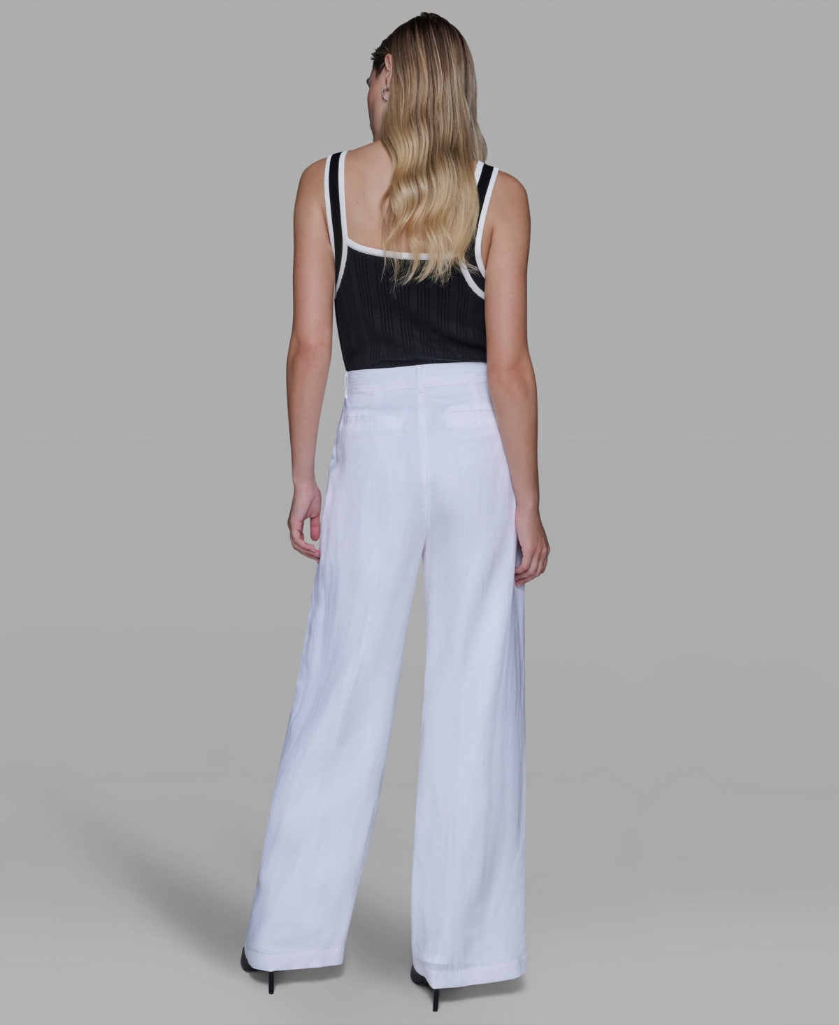 Karl Lagerfeld Women's Straight Pocket Detail Pants In White