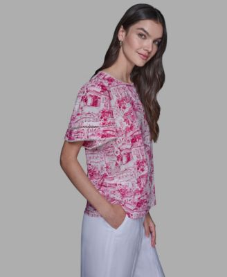 Women's Printed Trim Detail Top