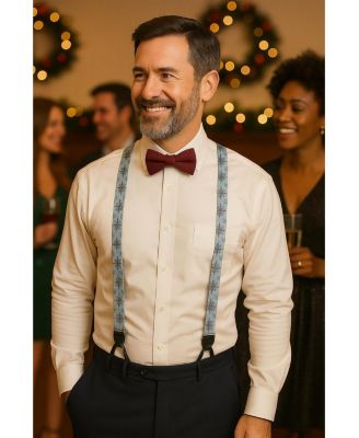 Men's Clarence The Classy Snowflake Silk Holiday Button End Brace