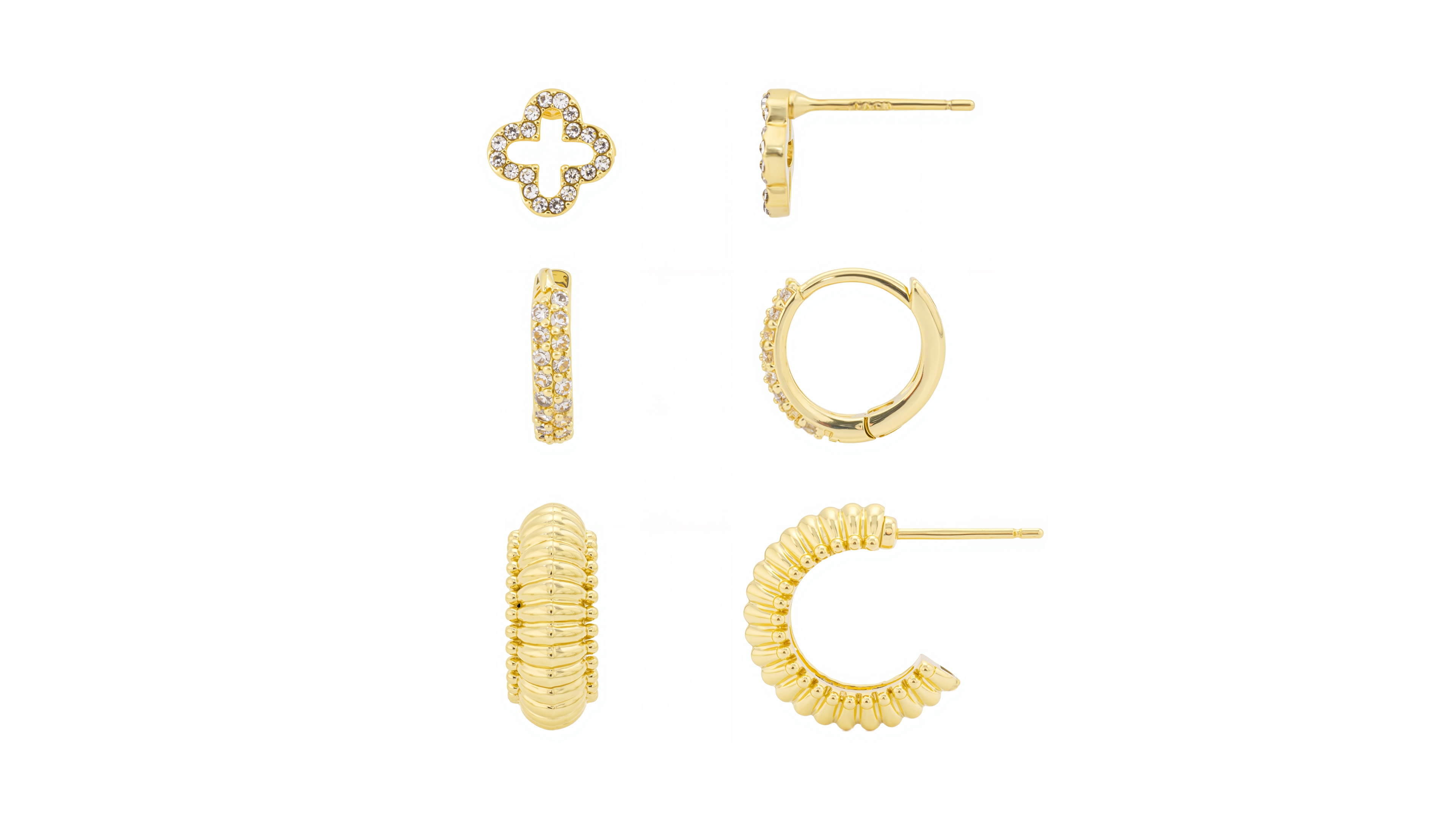 Unwritten Cubic Zirconia And Crystal Clover Stud And Hoop Earring Set