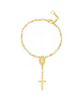 Unwritten - Mother Of Cultivated Pearl Saint And Cross Rosary Bracelet