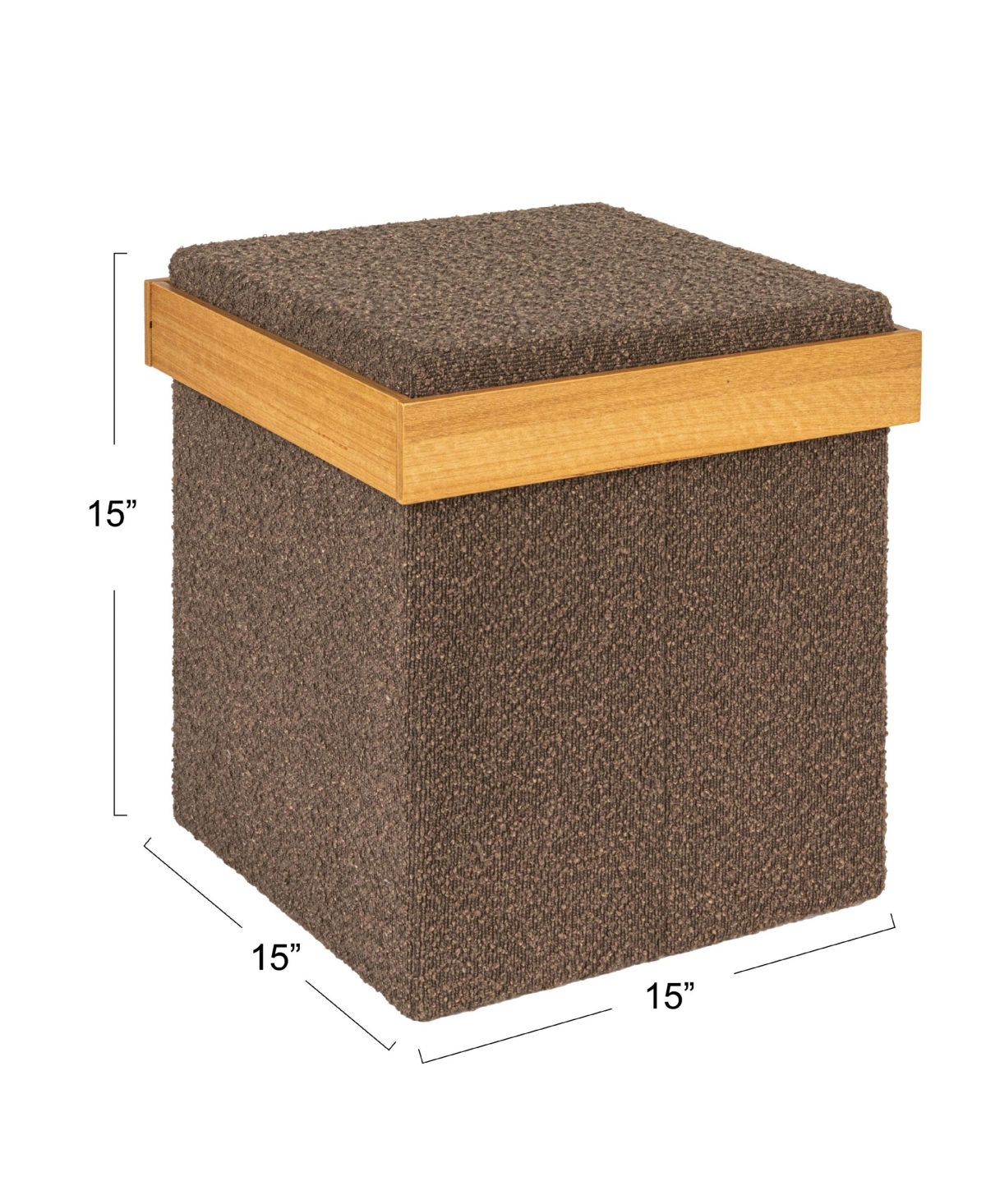 Household Essentials Versatile Boucle Ottoman with Hidden Storage, Brown