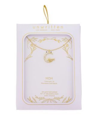 Cubic Zirconia Mom Moon Pendant Necklace