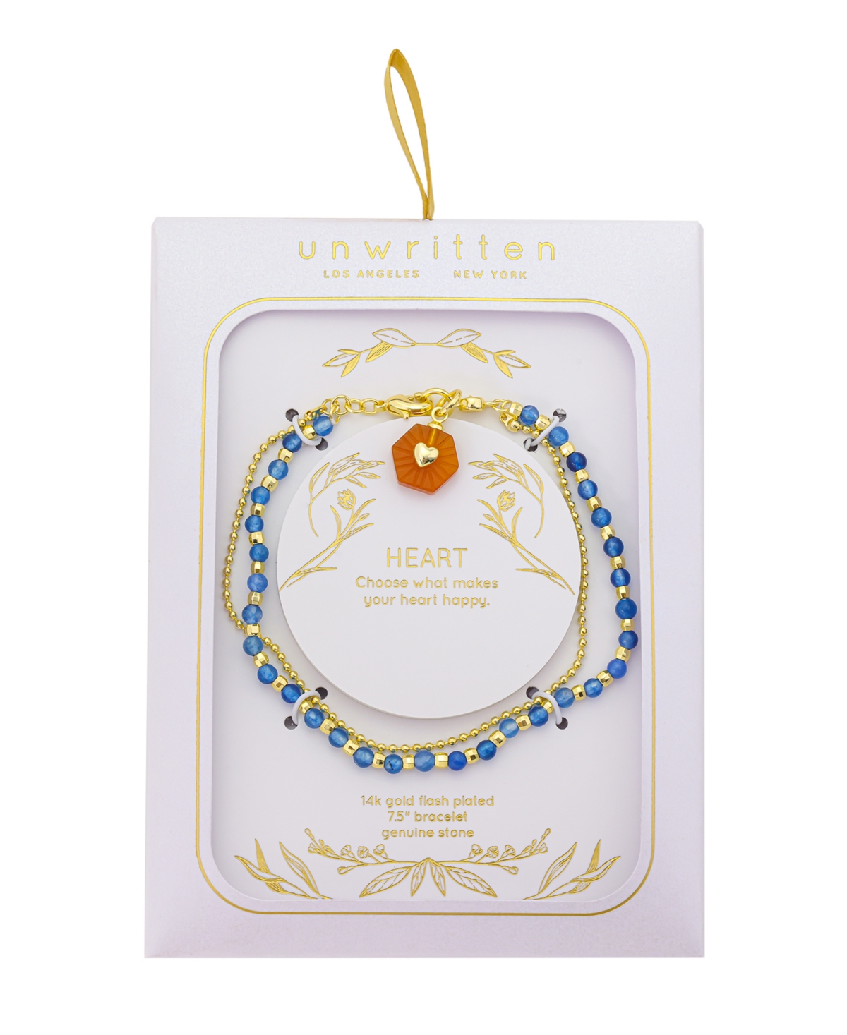 Unwritten Heart Carnelian Stone, Dyed Stone Beads Beaded Chain Double Strand Bracelet