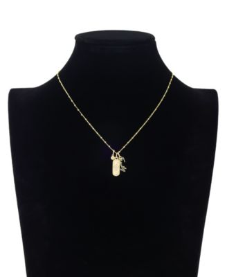 "Family" Cubic Zirconia Bezel, Cubic Zirconia Triple Heart Beaded Chain Necklace