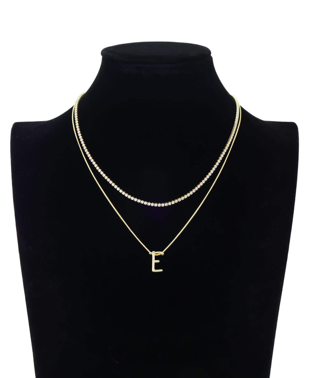 Unwritten Letter "a" Initial Snake Chain Cubic Zirconia Chain Necklace With Extender 2pcs Set In Gold