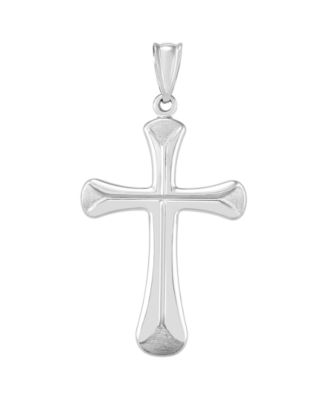 Macy's - Cross with Satin Edges Pendant in 14K White Gold