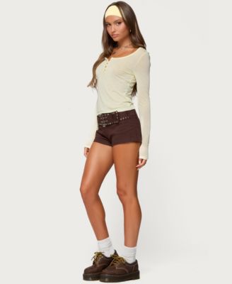 Women's Ria Sheer Long Sleeve Henley Top