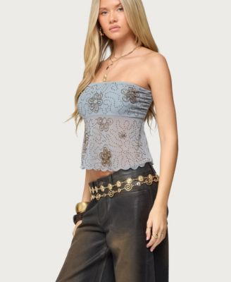 Women's Astra Beaded Sheer Strapless Top