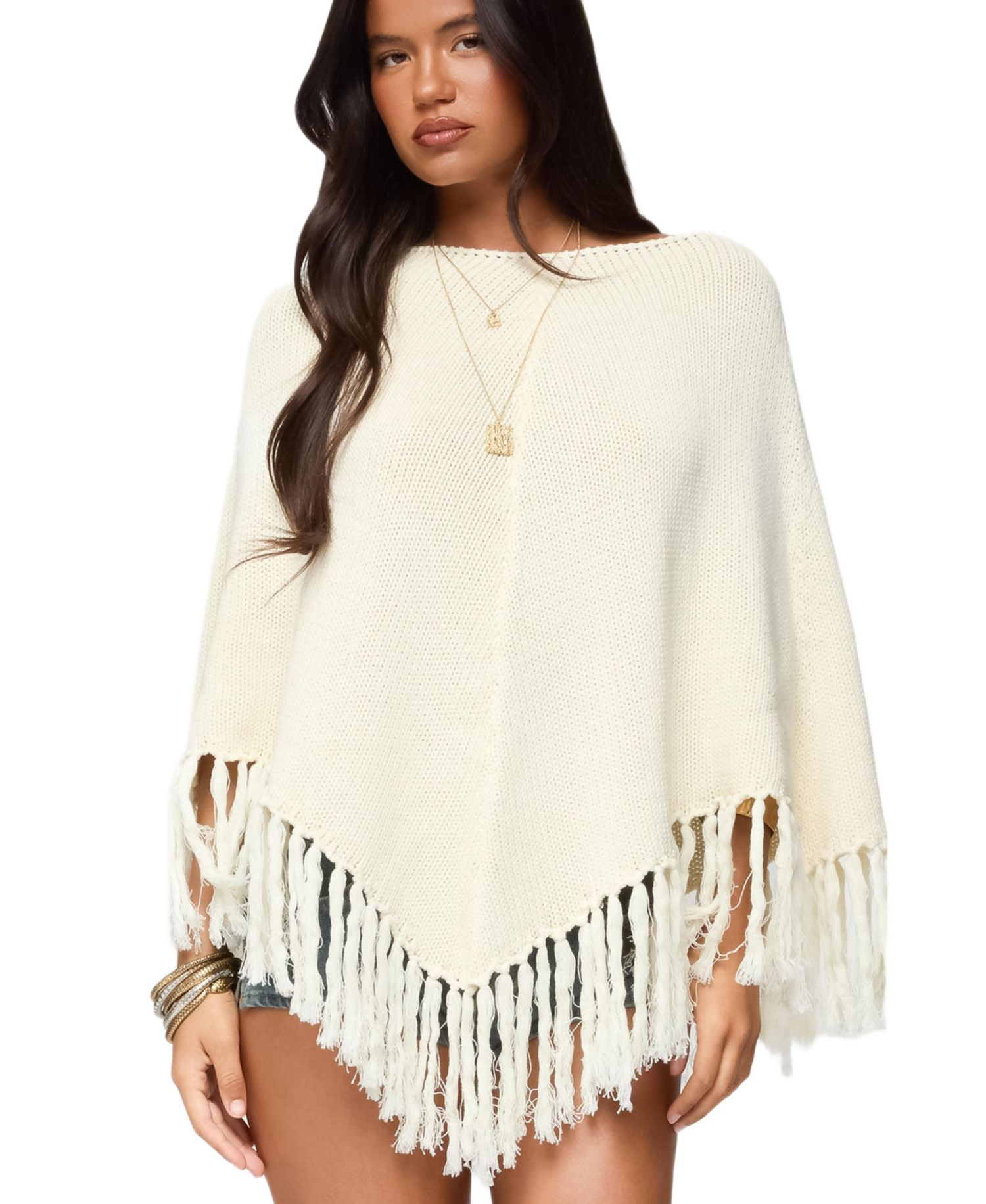 Women's Kamila Fringe Knit Poncho