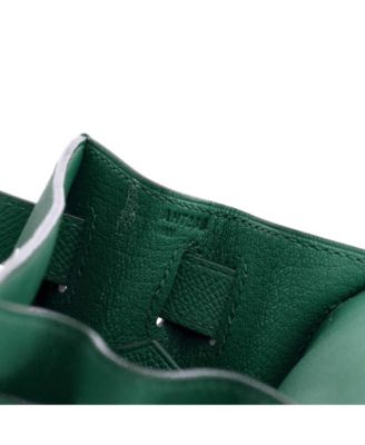 Kelly 28 Handbag Green Epsom with Palladium Hardware