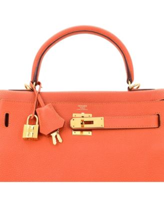 Kelly 28 Handbag Orange Togo with Gold Hardware