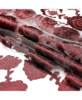 Moroccan Accents by 1 Piece Rod Pocket Clipped Elegant Sheer Curtain Panel - Burgundy