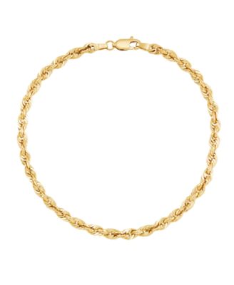 Macy's - Lightweight Diamond Cut Rope Chain Bracelet in 14K Yellow Gold