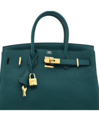 Birkin 30 Handbag Green Clemence with Gold Hardware