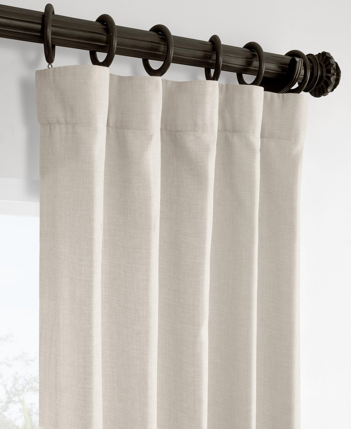 Half Price Drapes Parchment Cream Italian Faux Linen Room Darkening Curtain