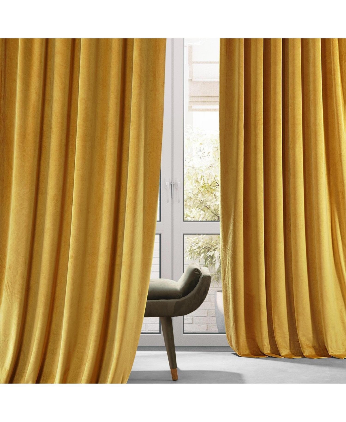 Half Price Drapes Sophomore Gold Signature Plush Velvet Hotel Blackout Curtain