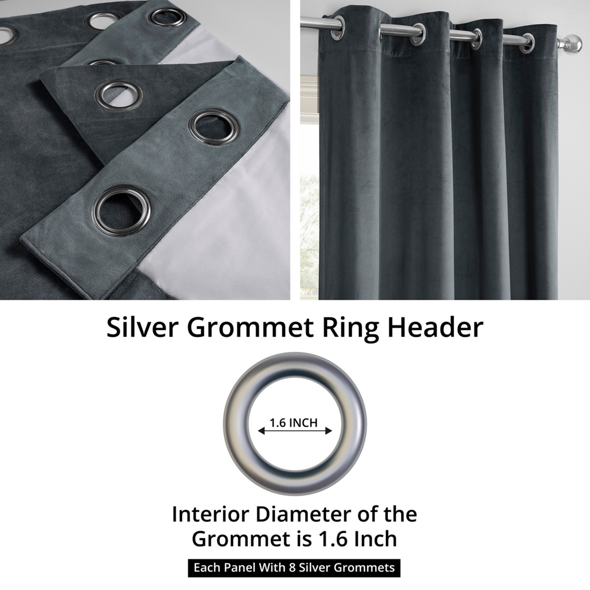 Half Price Drapes Distance Blue Grey Grommet Signature Velvet Blackout Curtain