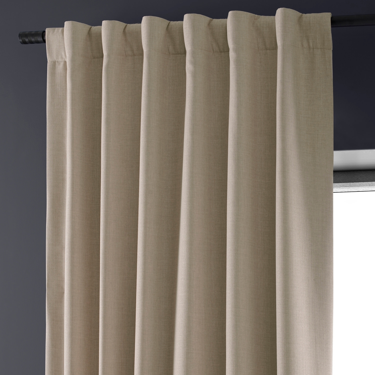 Half Price Drapes Safari Tan Faux Linen Hotel Blackout Curtain
