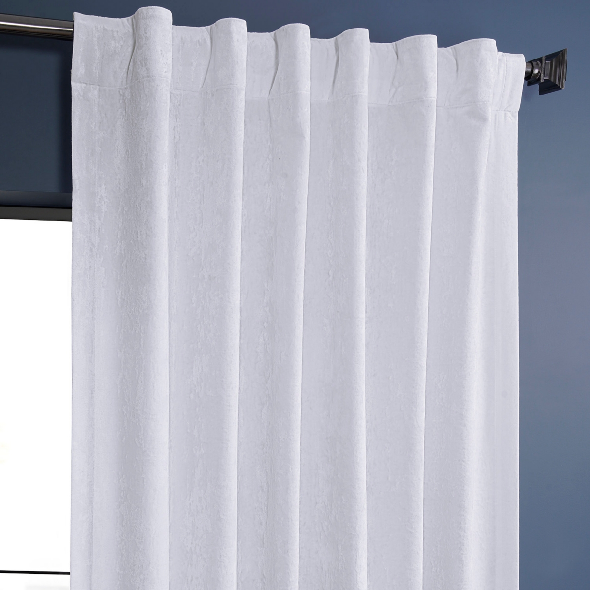 Half Price Drapes Pearl White Lush Crush Velvet Room Darkening Curtain