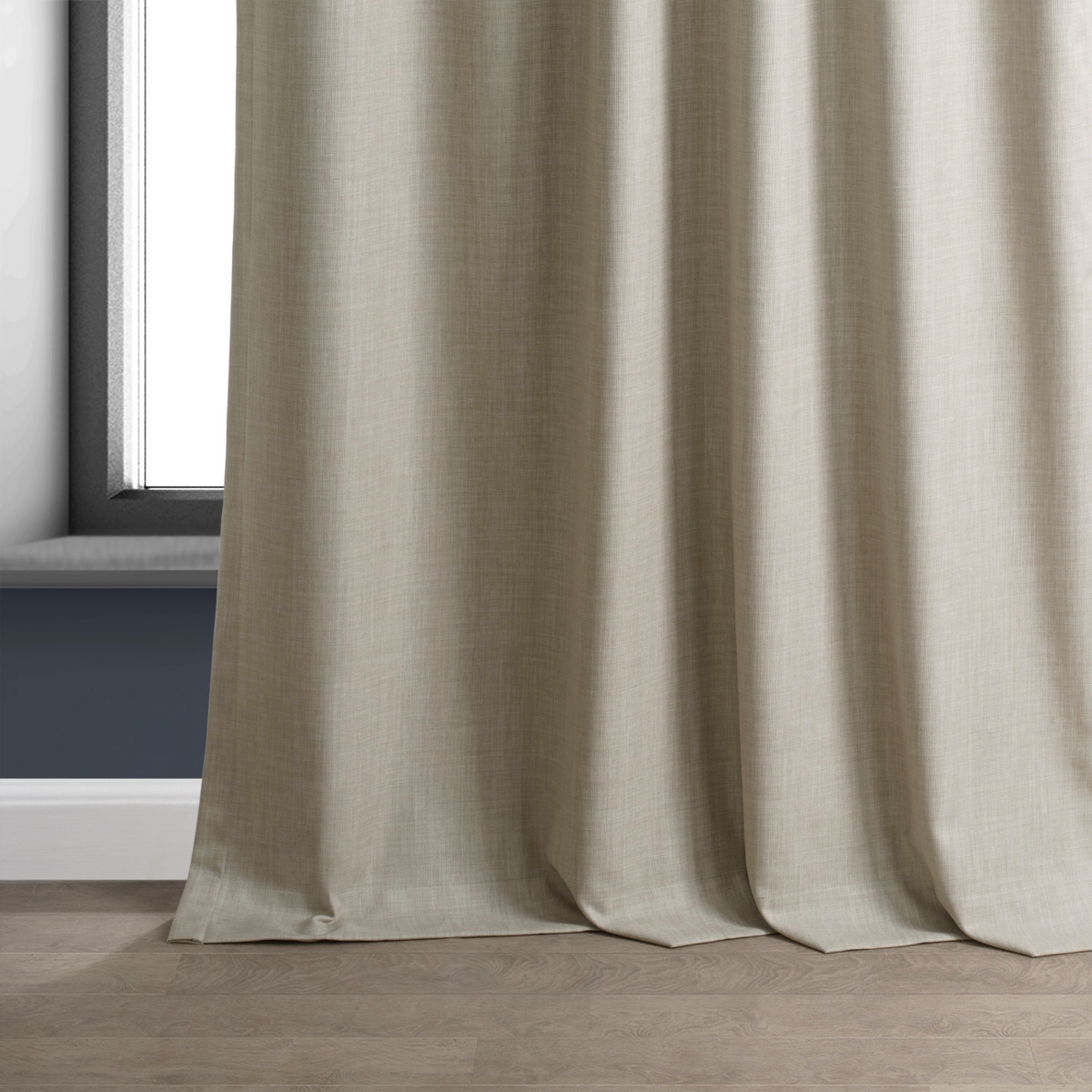 Half Price Drapes Light Beige Performance Linen Hotel Blackout Curtain