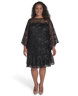 Plus Size Textured Boat Neck A-Line Dress