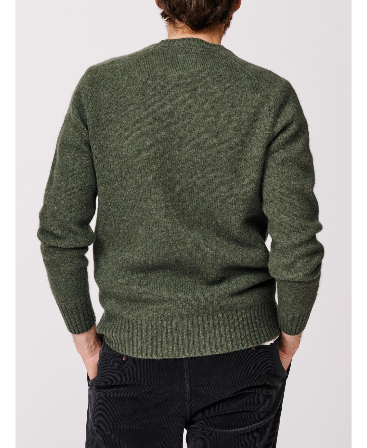 Мужской свитер Aubin Prestwick Shetland Crew Neck, цвет: Тёмный зелёный — фото 8