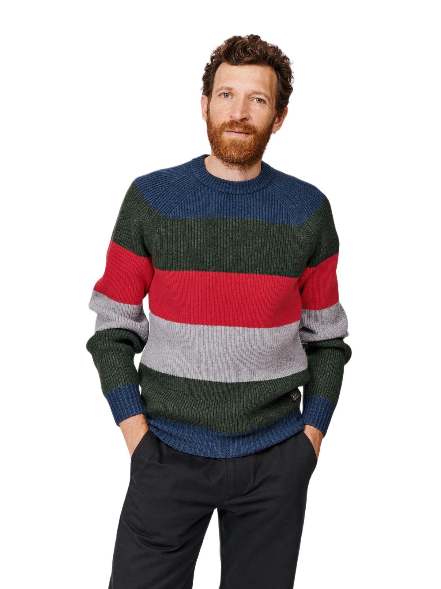 Мужской свитер Aubin Pitt Block Stripe Crew Neck, цвет: Полосатый — фото 1