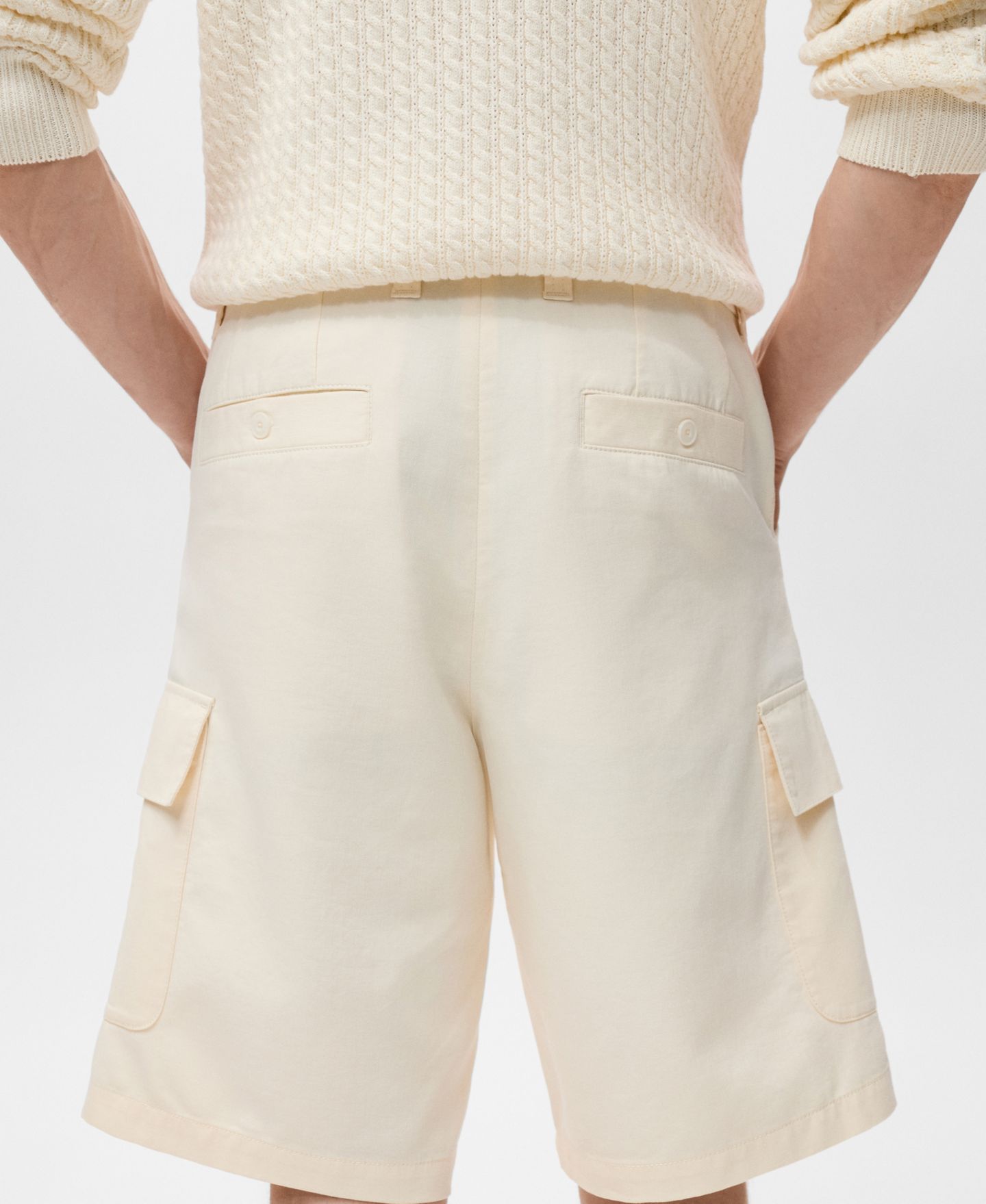Мужские шорты Mango Cotton Lyocell Cargo 10" Bermuda, цвет: Экрю — фото 4