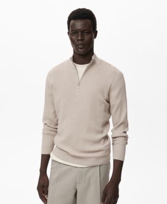 MANGO - Men's Zip Neck Ribbed Sweater