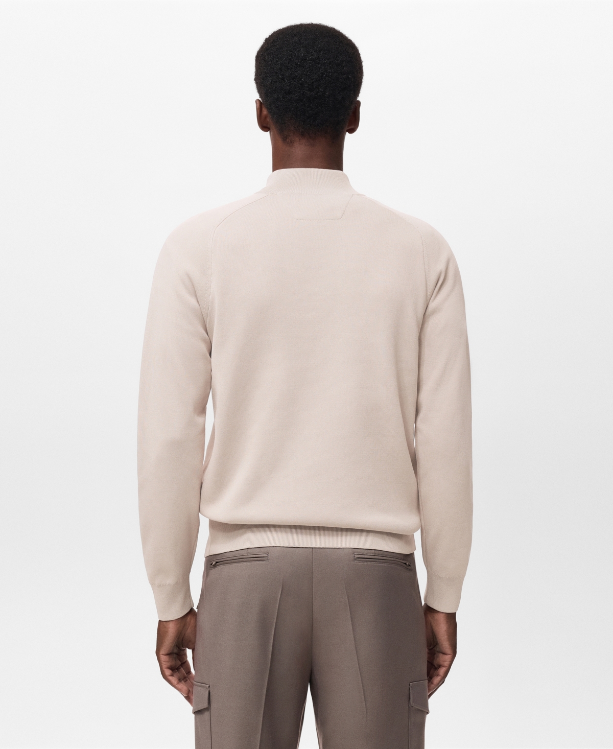 Mango Men's Breathable Zip-Neck Sweater