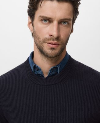 Men's Fine Rib-Knit Cotton Sweater