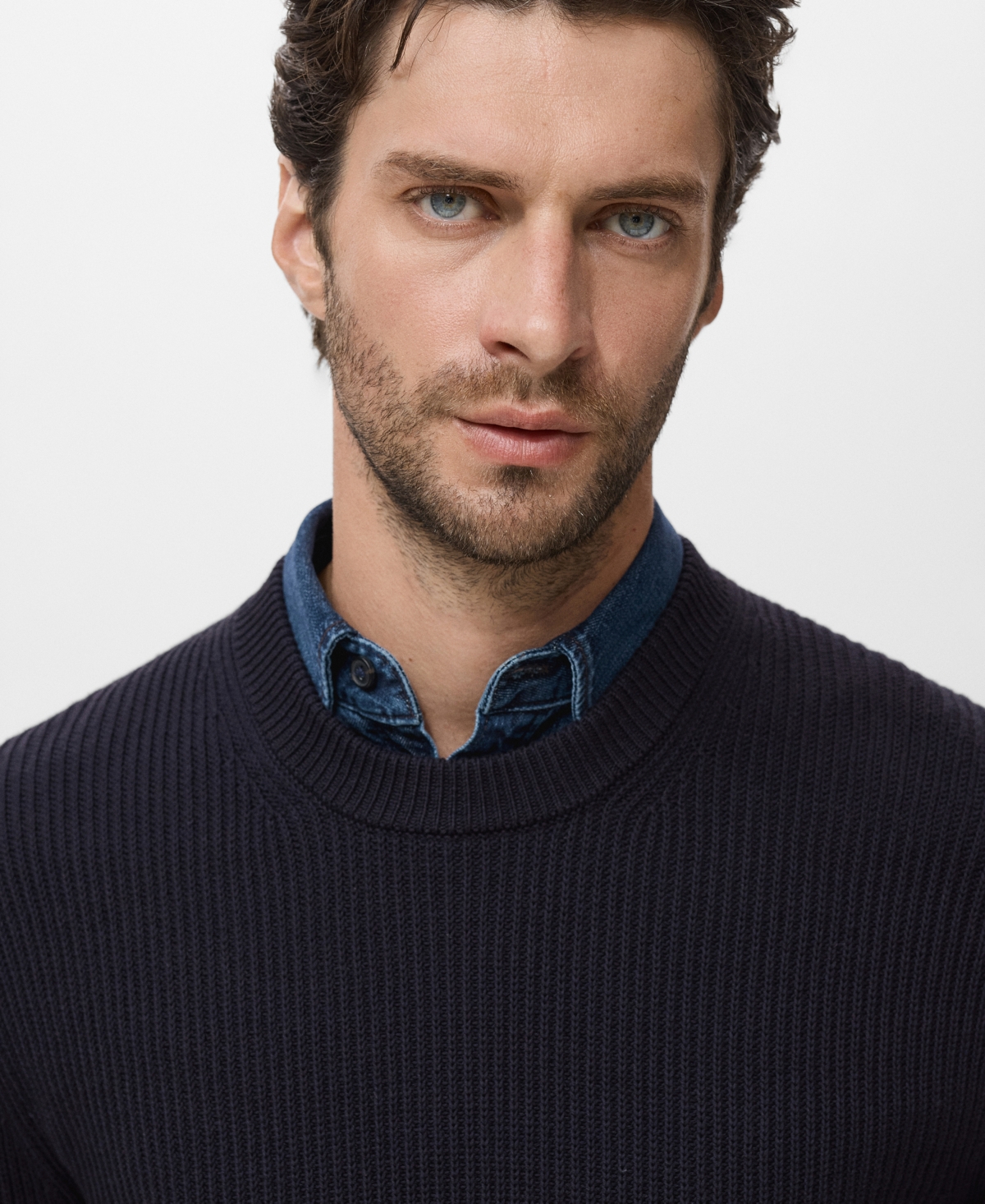 Mango Men's Fine Rib-Knit Cotton Sweater