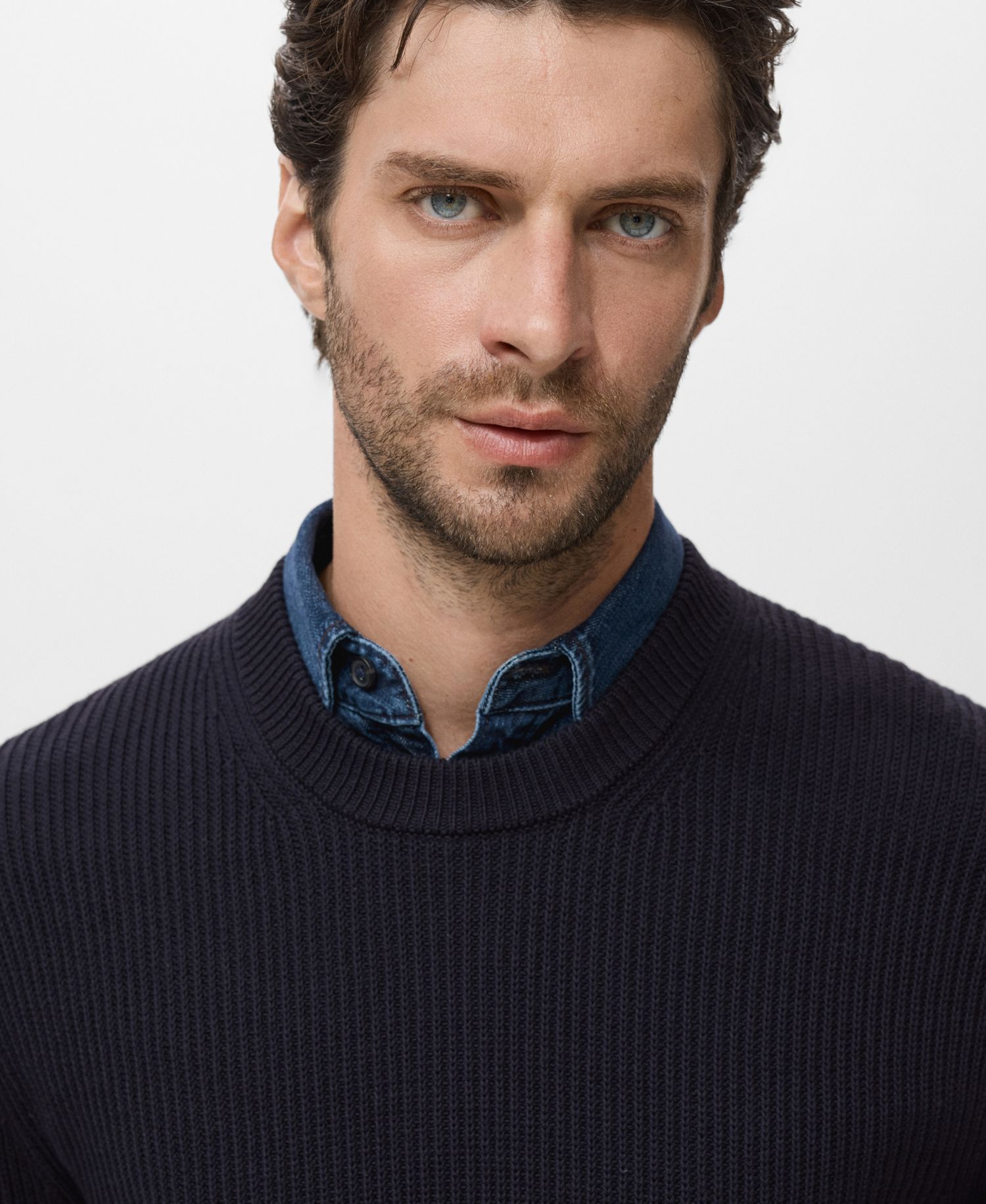 Men's Fine Rib-Knit Cotton Sweater