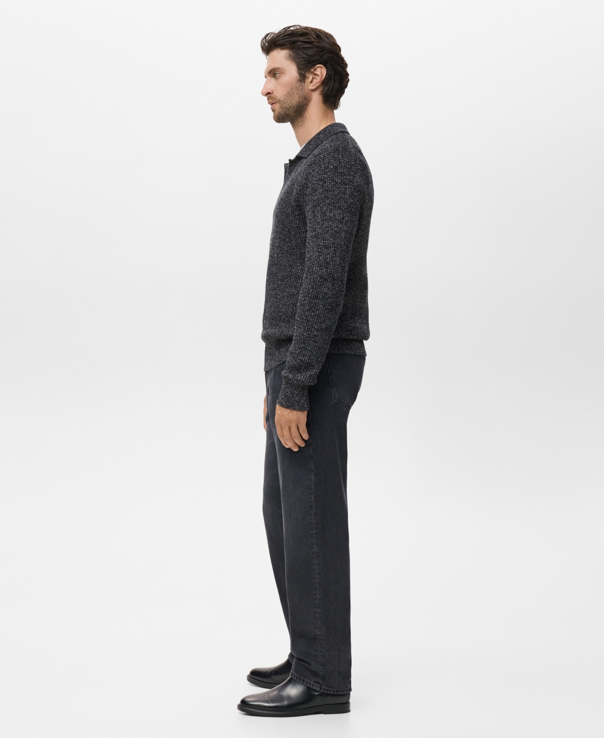 Mango Men's Cotton Polo-Neck Sweater