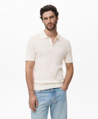 MANGO - Men's Ribbed Knit Polo Shirt
