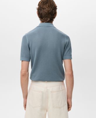 Men's Openwork Knitted Cotton Polo Shirt
